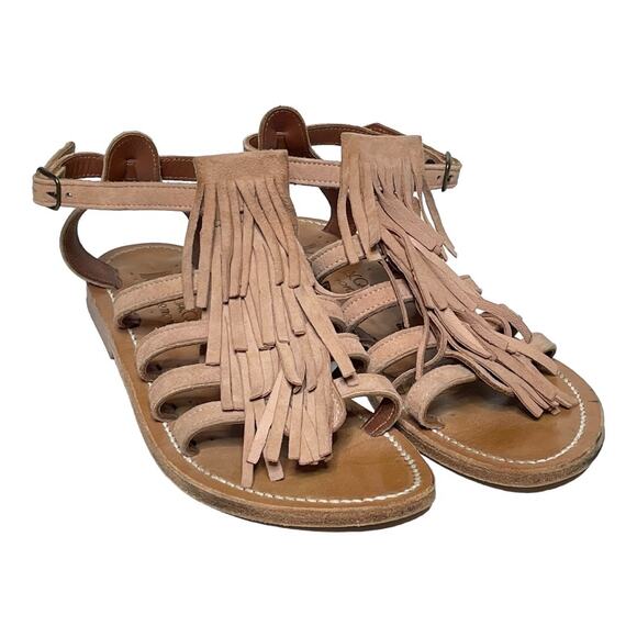 K. Jacques St Tropez Fregate Suede Fringe Gladiator Sandal Sultan 39 9 - Picture 2 of 6